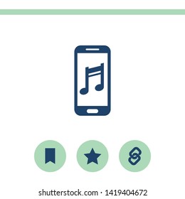 Smartphone with music symbol vector icon.