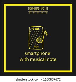 smartphone with musical note sketch vector icon