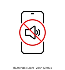 Smartphone mute sound icon. Phone audio off sign symbol