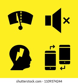 smartphone, mute, windshield and profile vector icon set. Sample icons set for web and graphic design