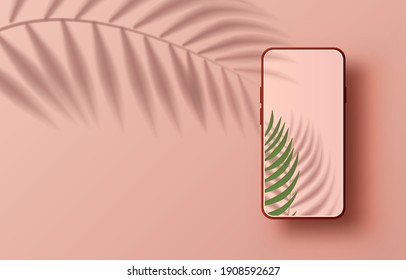 Smartphone nature mobile screen, eco technology mobile life. Vector illustration