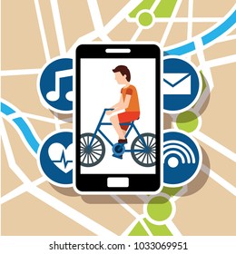 smartphone navigation app man riding bike