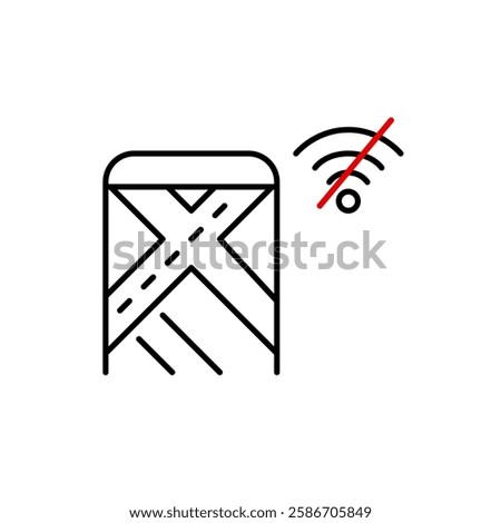 Smartphone with navigation app map and no wi-fi symbol. Location share offline, lost without internet. Pixel perfect, editable stroke vector icon