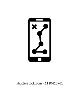 Smartphone Navigation. Flat Vector Icon. Simple black symbol on white background