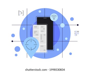 Smartphone. Navigation. GPS. Map location. Flat illustration. Vector file.