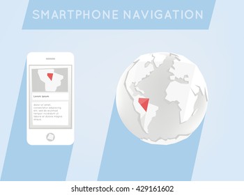 smartphone navigation,earth navigation vector.