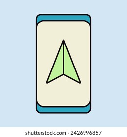 Smartphone with navigator vector isolated icon. Navigation sign. Graph symbol for travel and tourism web site and apps design, logo, app, UI