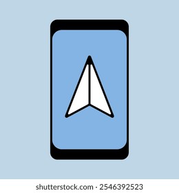 Smartphone with navigator vector isolated icon. Navigation sign. Graph symbol for travel and tourism web site and apps design, logo, app, UI