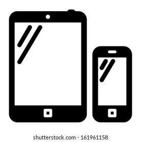 Smartphone near tablet computer icon