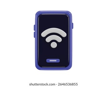 Smartphone com ícone de conectividade de rede conceito de renderização 3d do sinal Wi-Fi, Smartphone ícone de rede ilustração vetorial