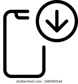 Smartphone network with download down arrow symbol