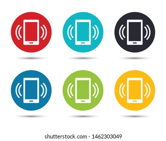 Smartphone network signal icon flat round button set illustration design isolated on white background