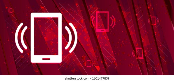Smartphone network signal icon isolated on Abstract design bright red banner background