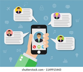 smartphone new message chat application vector, Mobile phone