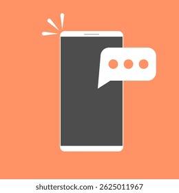 Smartphone with new message notification icon. Flat style vector illustration for concepts related to mobile communication, digital notifications, and online messaging