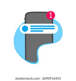 Ilustración de notificación de nuevo mensaje de teléfono inteligente