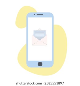 Smartphone new message notifications. Mobile service concept. Flat vector illustration isolated on white background.