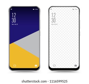 Smartphone new release transparent screen for easy place your demo. Vector illustration for technology mobile phone.