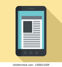 Smartphone newspaper icon. Flat illustration of smartphone newspaper vector icon for web design