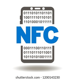 Smartphone NFC Icon Vector. Contactless wireless pay illustration. Near field communication mobile phone logo.