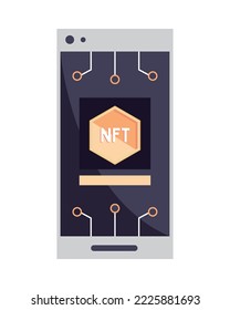 smartphone and NFT icon flat vector