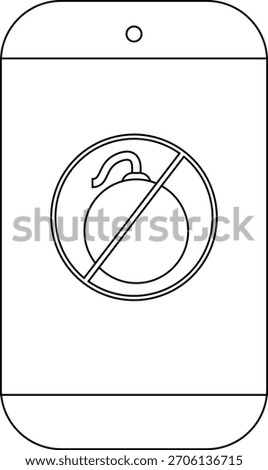Smartphone with no bombs icon displayed on screen