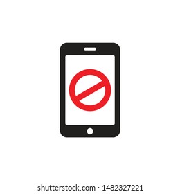Smartphone no connection - icon design. Mobile phone no access sign. Vector illustration. 
