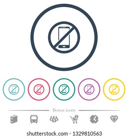 Smartphone not allowed flat color icons in round outlines. 6 bonus icons included.
