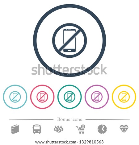 Smartphone not allowed flat color icons in round outlines. 6 bonus icons included.