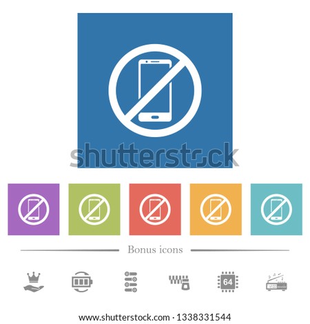 Smartphone not allowed flat white icons in square backgrounds. 6 bonus icons included.