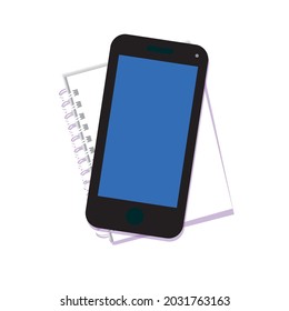 Smartphone and notebook, vector illustration, white background
