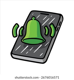 Smartphone with notification bell cartoon vector illustration