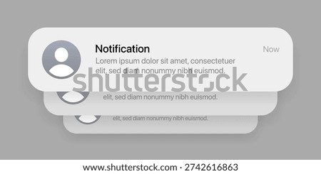 Smartphone notification center template, displaying alerts and new message on screen