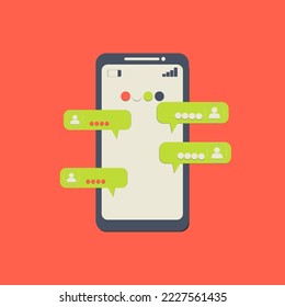 
Smartphone with notification chat icon on phone screen, technology  social network , connection  digital  global network ,vector illustration