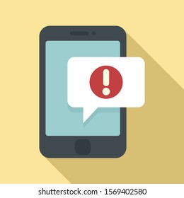 Smartphone notification icon. Flat illustration of smartphone notification vector icon for web design