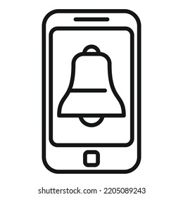 Smartphone notification icon outline vector. Home time. Remote worker