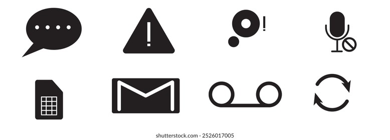 Smartphone notification icon vector set . smartphone status bar icon vector set . different kind of notification app icon . 