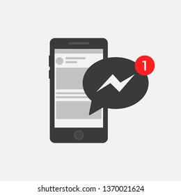 Smartphone and notification message icon. Messenger. Isolated. Vector
