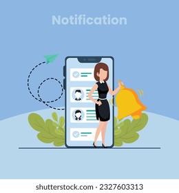 Smartphone con notificación. Nuevo mensaje de correo electrónico en el teléfono. Mensaje de alerta. Concepto de notificación de nuevo mensaje u otro aviso. Correo electrónico no leído. Alertas de error de peligro, mensajes de virus o inseguros, correo basura	
