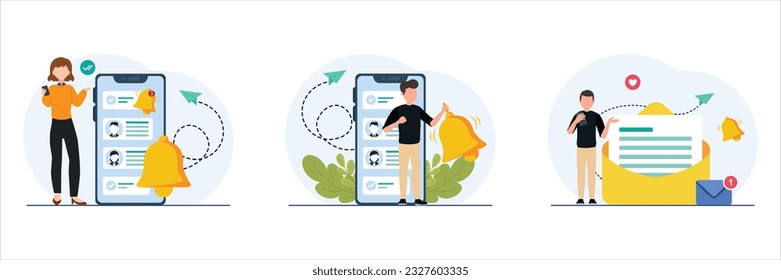 Smartphone con notificación. Nuevo mensaje de correo electrónico en el teléfono. Mensaje de alerta. Concepto de notificación de nuevo mensaje u otro aviso. Correo electrónico no leído. Alertas de error de peligro, mensajes de virus o inseguros, correo basura	
