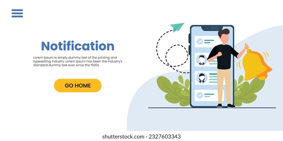 Smartphone with notification. New email message on the phone. Alert message. Notification concept of new message or other notice. Unread email. Danger error alerts, virus or insecure messaging, spam	