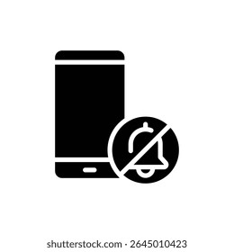 Smartphone Notificação Off Glyph Ícone Mobile Alerta Muted Digital Detox Símbolo Sólido Preto Silhueta para Foco Silêncio Privacidade e produtividade