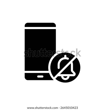 Smartphone Notification Off Glyph Icon Mobile Alert Muted Digital Detox Symbol Solid Black Silhouette for Focus Silence Privacy and Productivity
