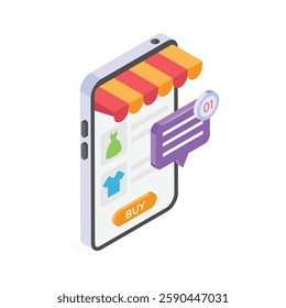 Smartphone with a notification for an online shopping purchase.