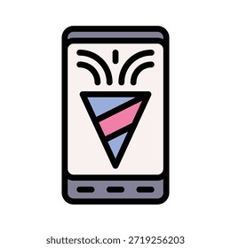 Smartphone Notification Vector Illustration, Filled Style Icon