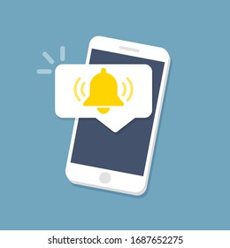 Smartphone with notifications icon. Flat style