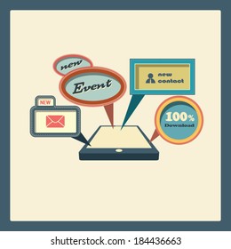 Smartphone notifications in speech bubbles in modern flat design. Eps10 vector illustration