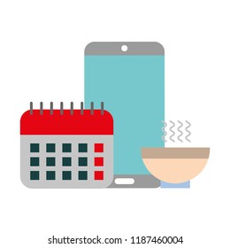 smartphone office business calendar and coffee cup