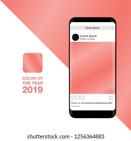 Smartphone on the background of the color of the year 2019, vector
