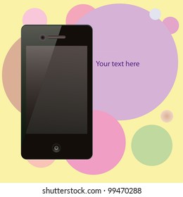 Smartphone on background with different colourful balls